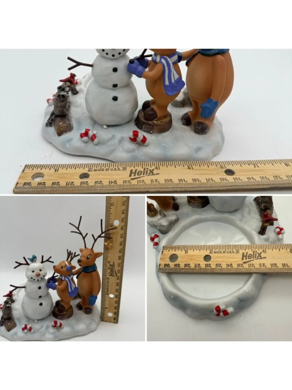 PartyLite Reindeer Snowman Scene Pillar Candle Holder Figurine w Box Pamphlet